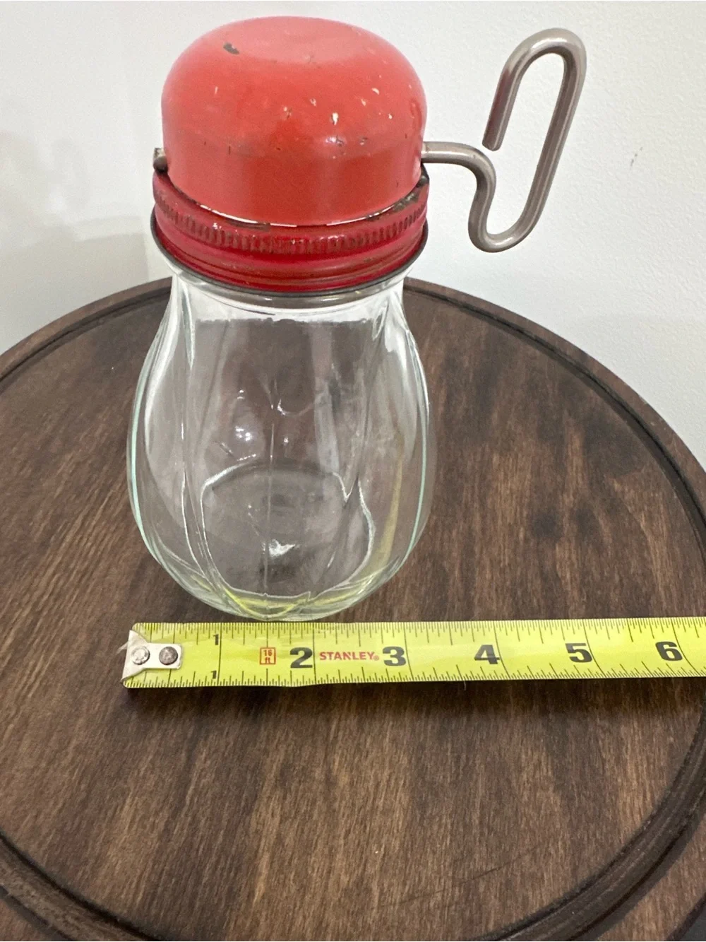 Vintage Federal Tool Corp Nut Chopper Red Metal Lid Grinder Glass Jar 1940s